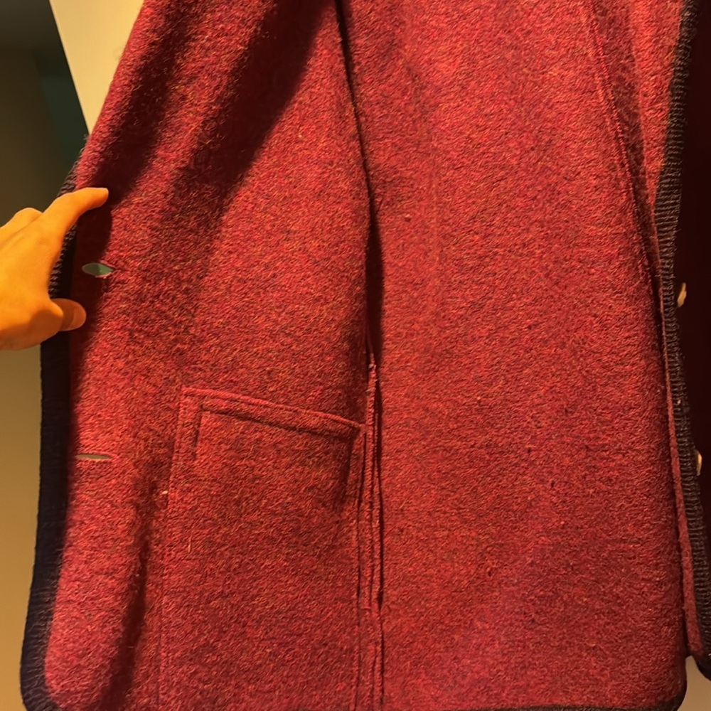 Geiger Austria Boiled Wool Jacket - Vintage Maroon Button-Front Cardigan Coat - Picture 13 of 13